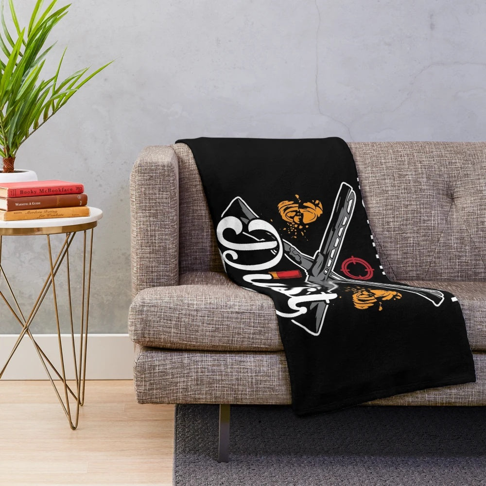 Clay shooting-themed plush blanket with a vintage, retro design