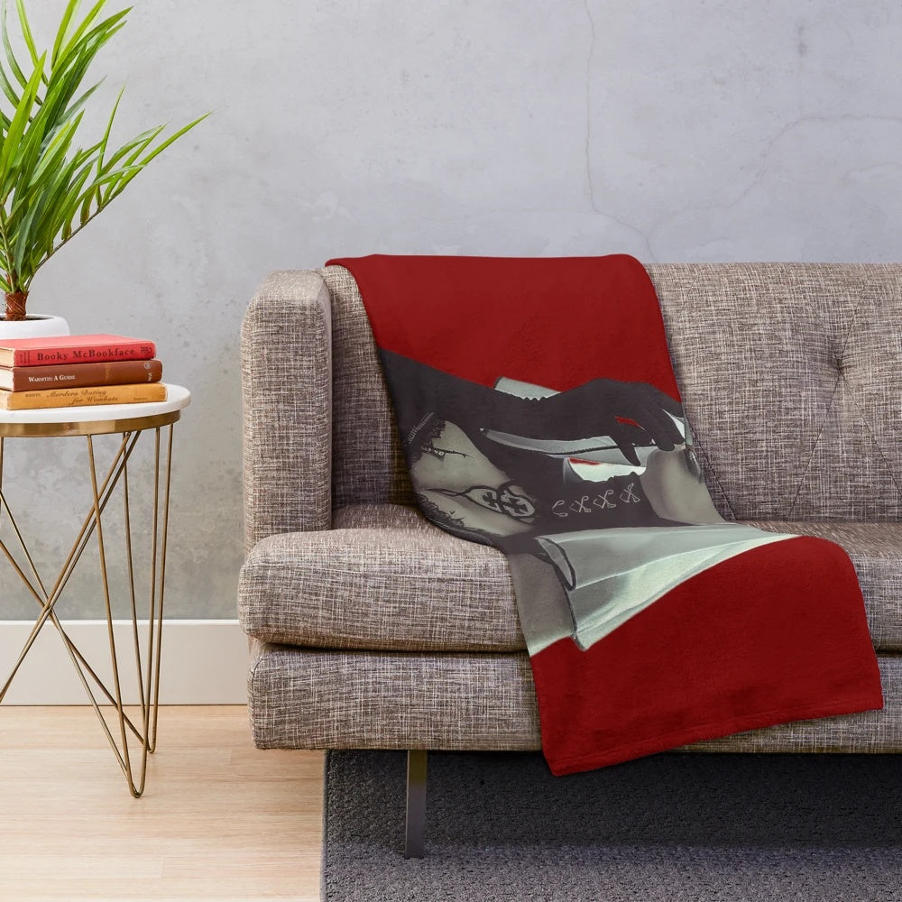 Plush blanket featuring a dark occult anime-style demon nun design
