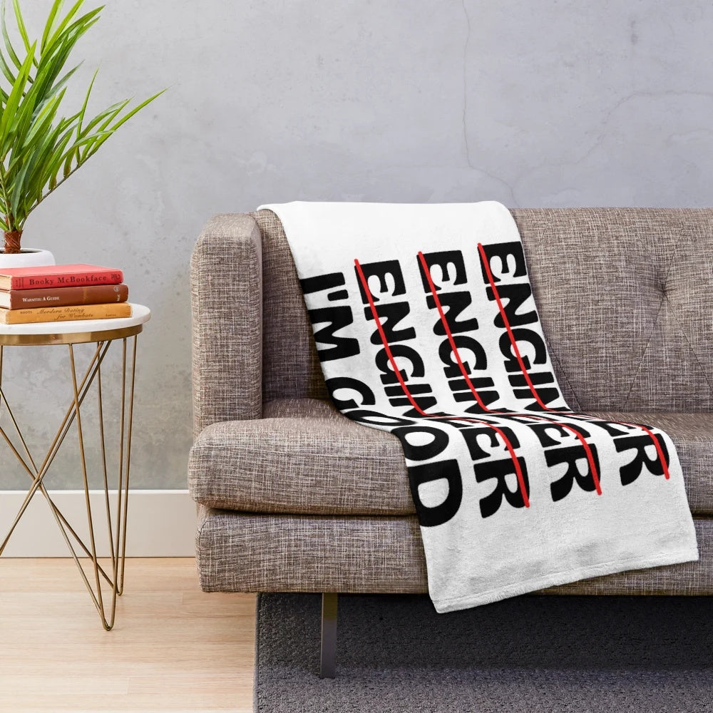 Plush blanket featuring funny engineering and math-related sayings