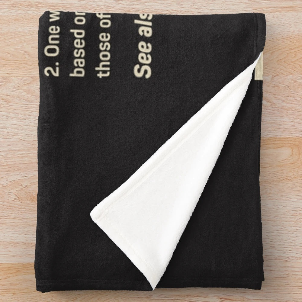 Plush blanket with "Facility Manager Definition" design