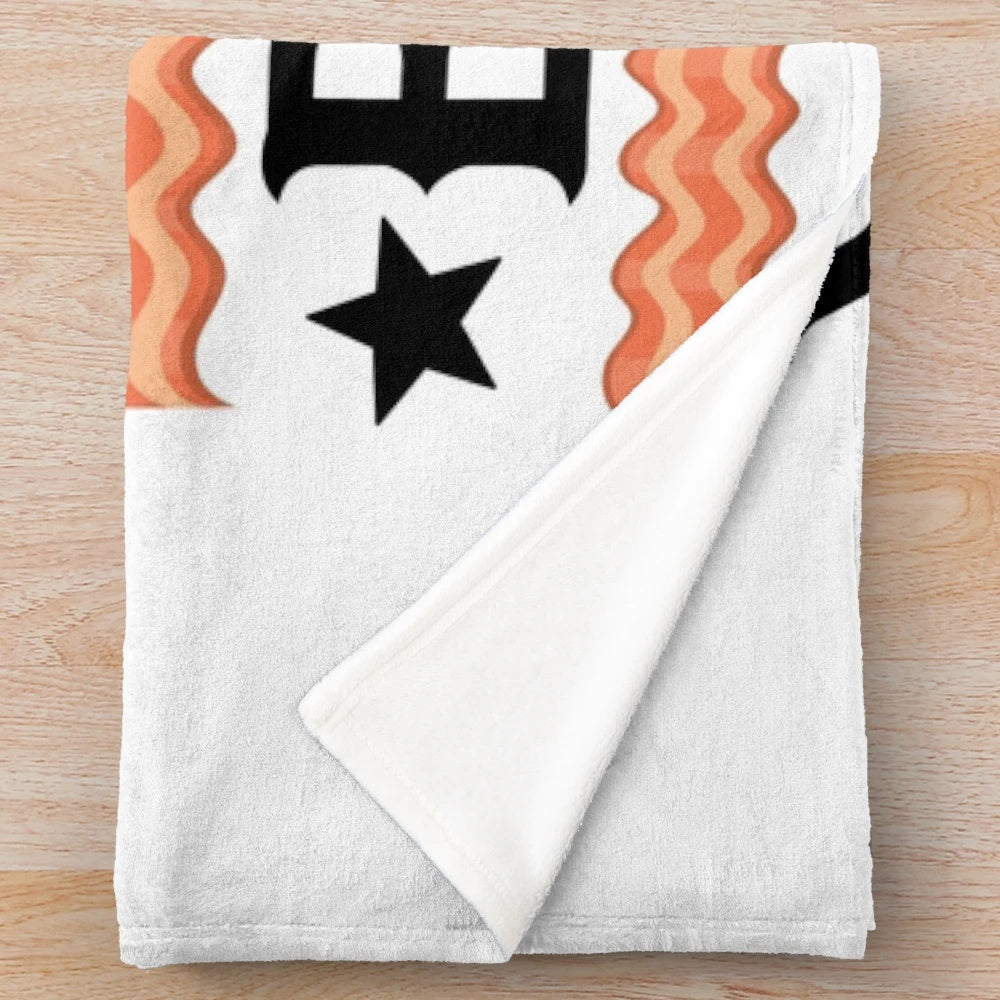 Soft plush blanket with a retro "Fantasy Football is the Bacon of Hobbies" design, great for football fans and collectors.