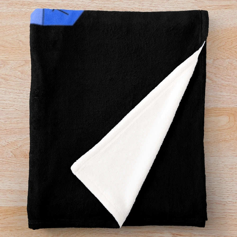 Plush blanket with fantasy and gaming design featuring dice, swords, and dragons