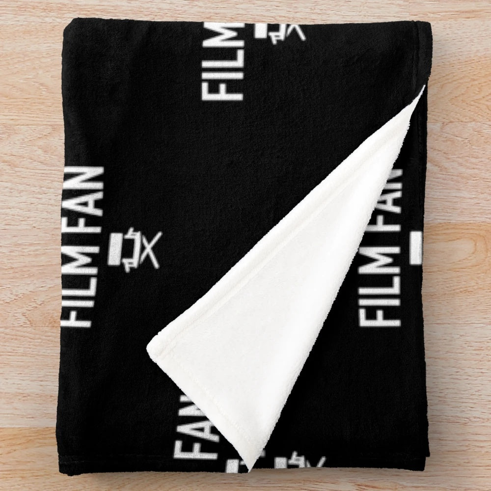 Plush blanket featuring the text "Film Fan" for cinema lovers and movie buffs