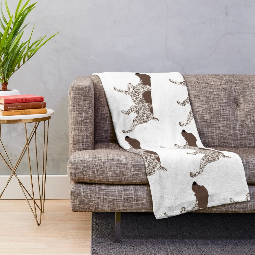 Cozy plush blanket featuring a liver heavy ticked German Shorthaired Pointer