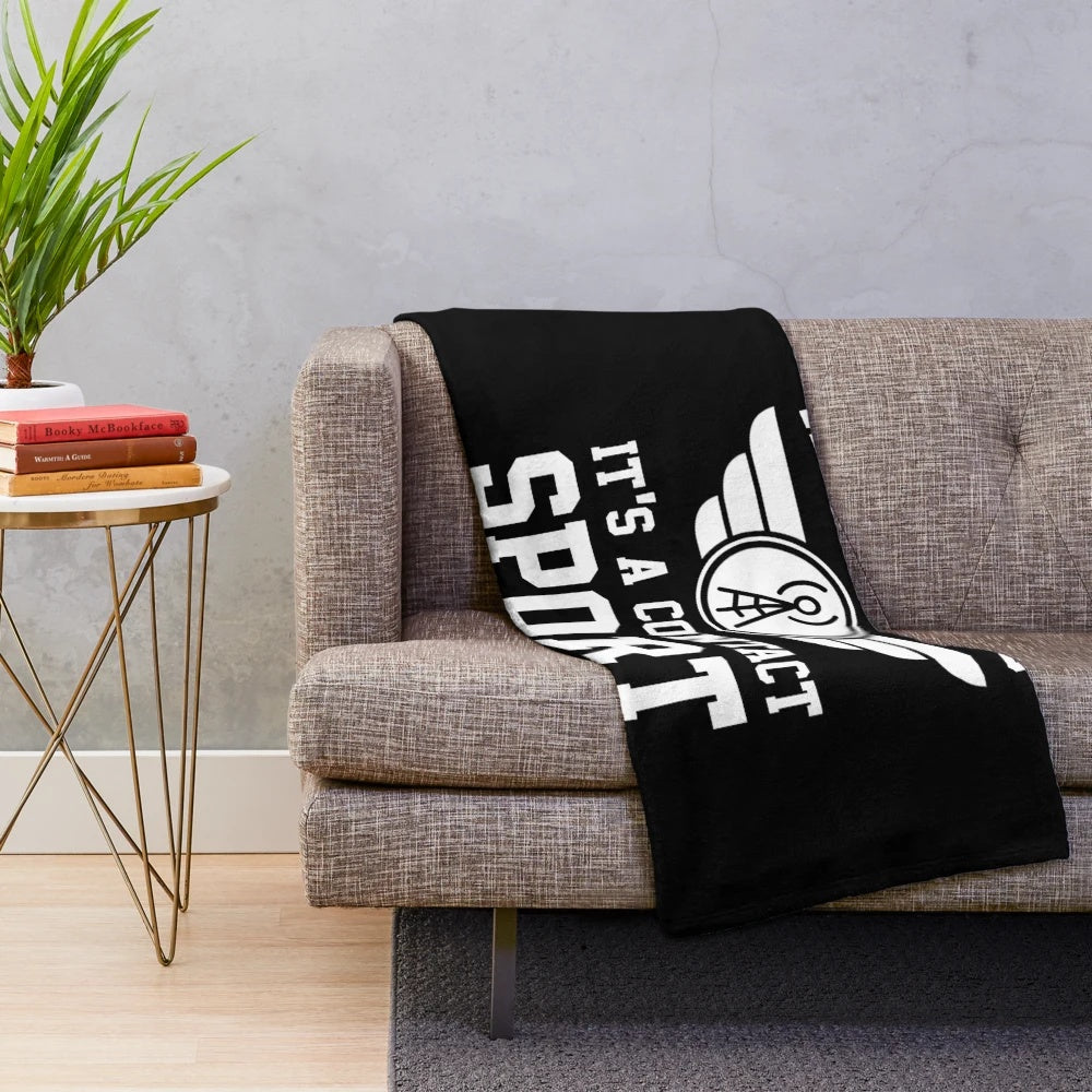 Soft and cozy plush blanket featuring a ham radio antenna design and "It's a Contact Sport" text