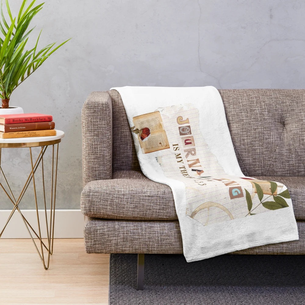 Cozy plush blanket with "Journaling is My Therapy" text for journal writing enthusiasts