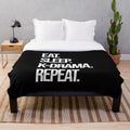 Plush blanket with "Eat Sleep K-Drama Repeat" design, perfect for Korean drama fans