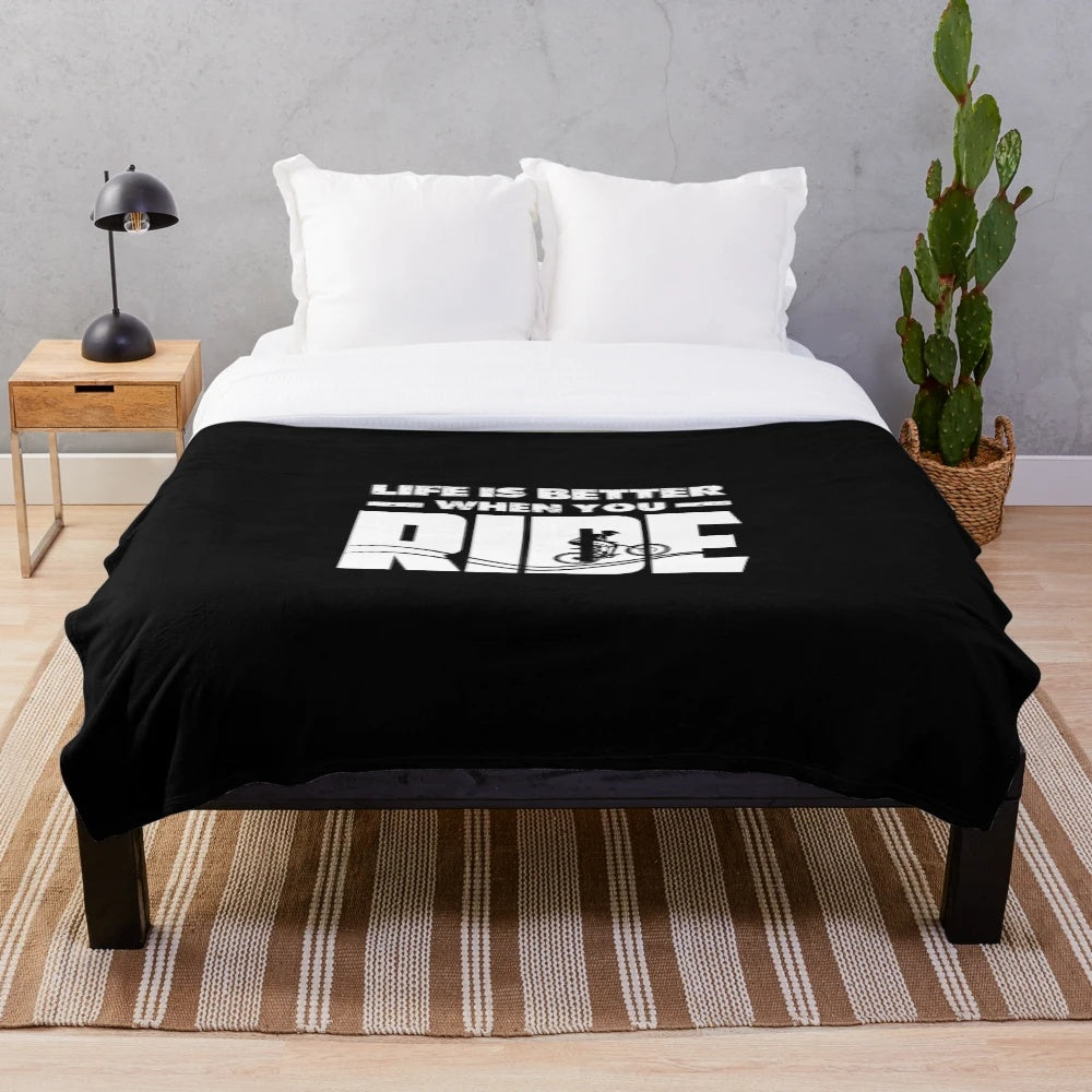 Plush blanket with pumptrack and mountain biking design