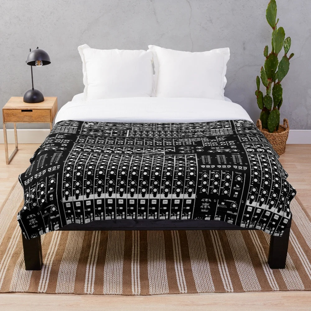 Plush blanket with music producer, audio engineer, recording studio, DJ inspired design