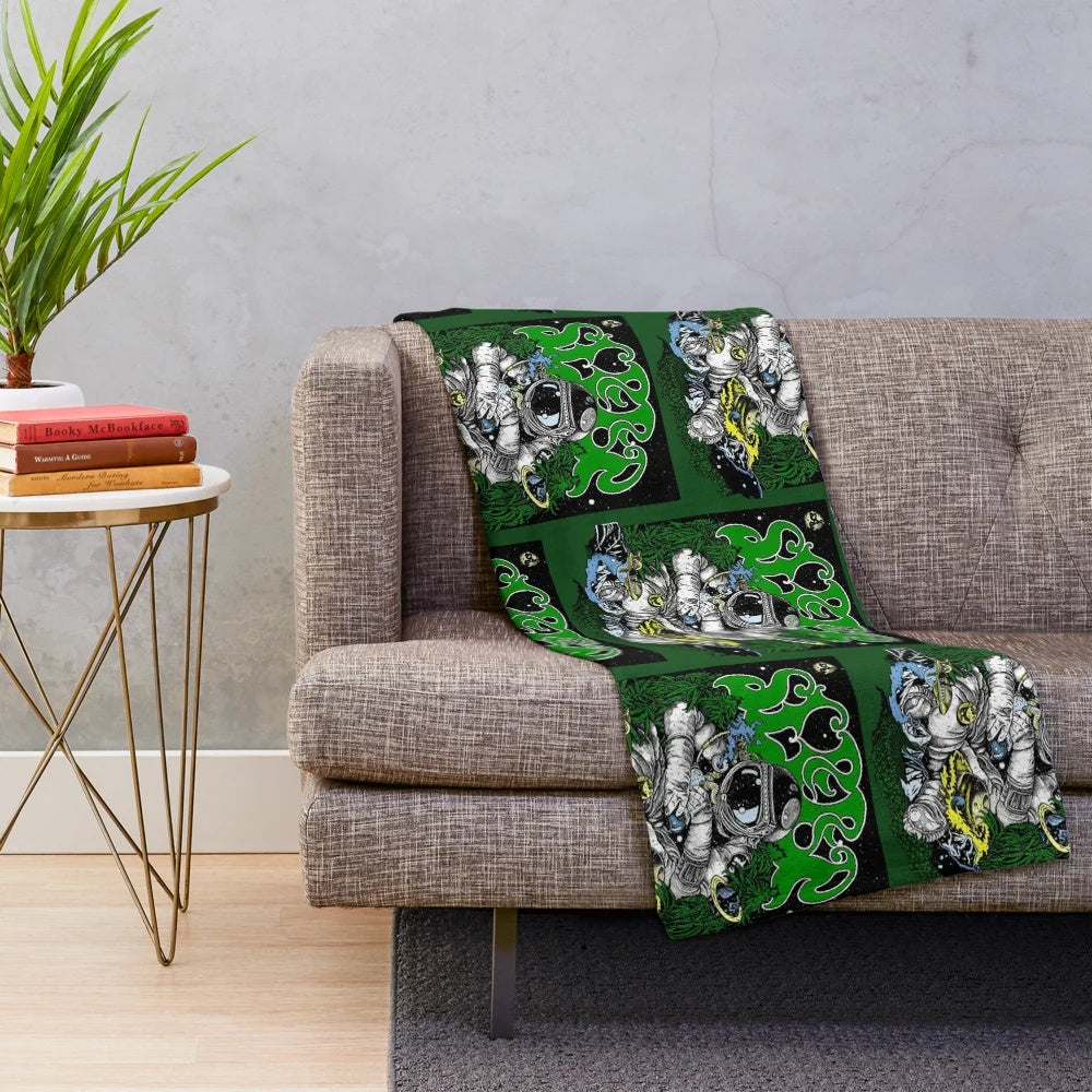 Plush blanket featuring sleep metal sludge stoner band design