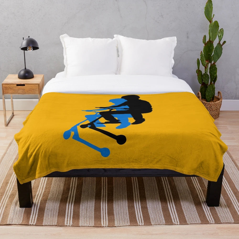 Stunt scooter rider plush blanket