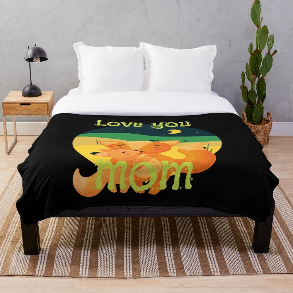 Plush blanket with text "Best Mom in the History of Ever, Love You Mom