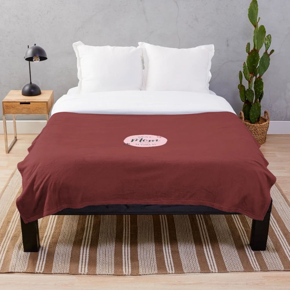Plush blanket with "Best Mom in the World" lettering