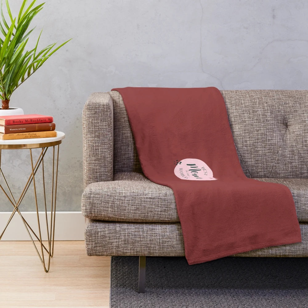 Plush blanket with "Best Mom in the World" lettering