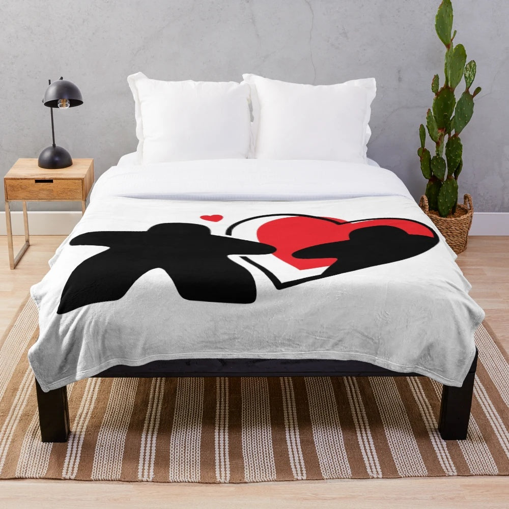Meeple couple in love design on a plush blanket
