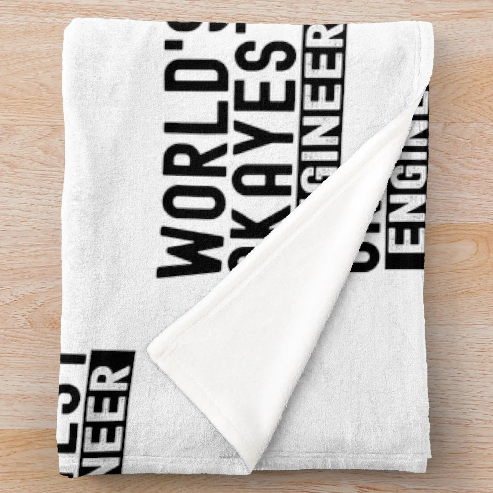 Plush blanket with the text 'World's Okayest Engineer