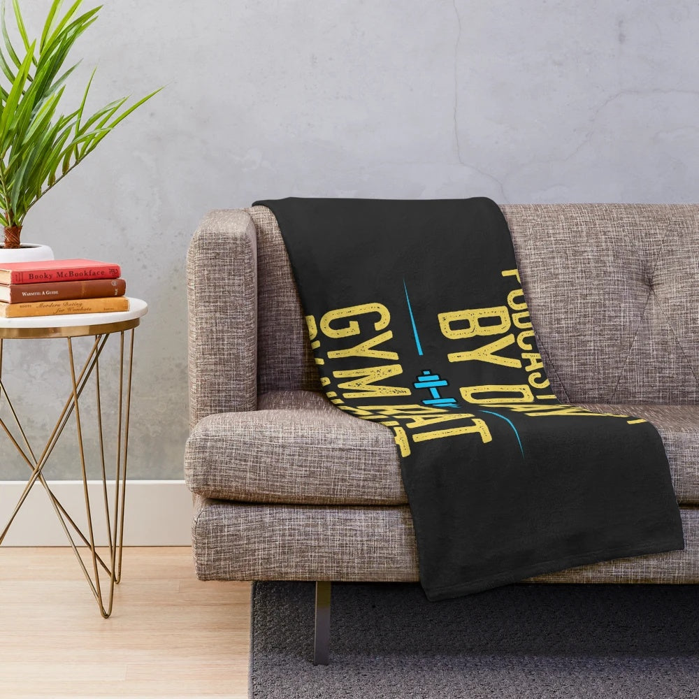 Plush blanket with podcast and crime-themed design