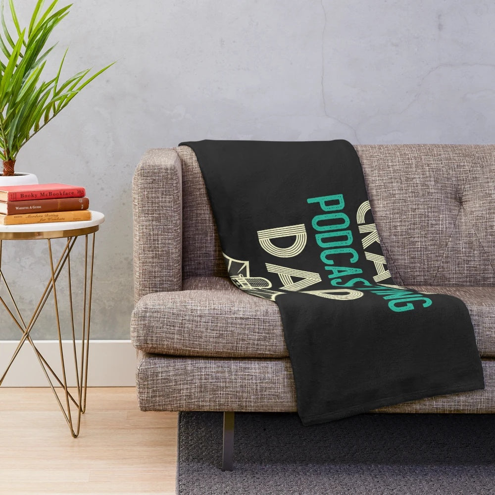 Plush blanket with "Crazy Podcasting Dad" design for true crime podcast lovers