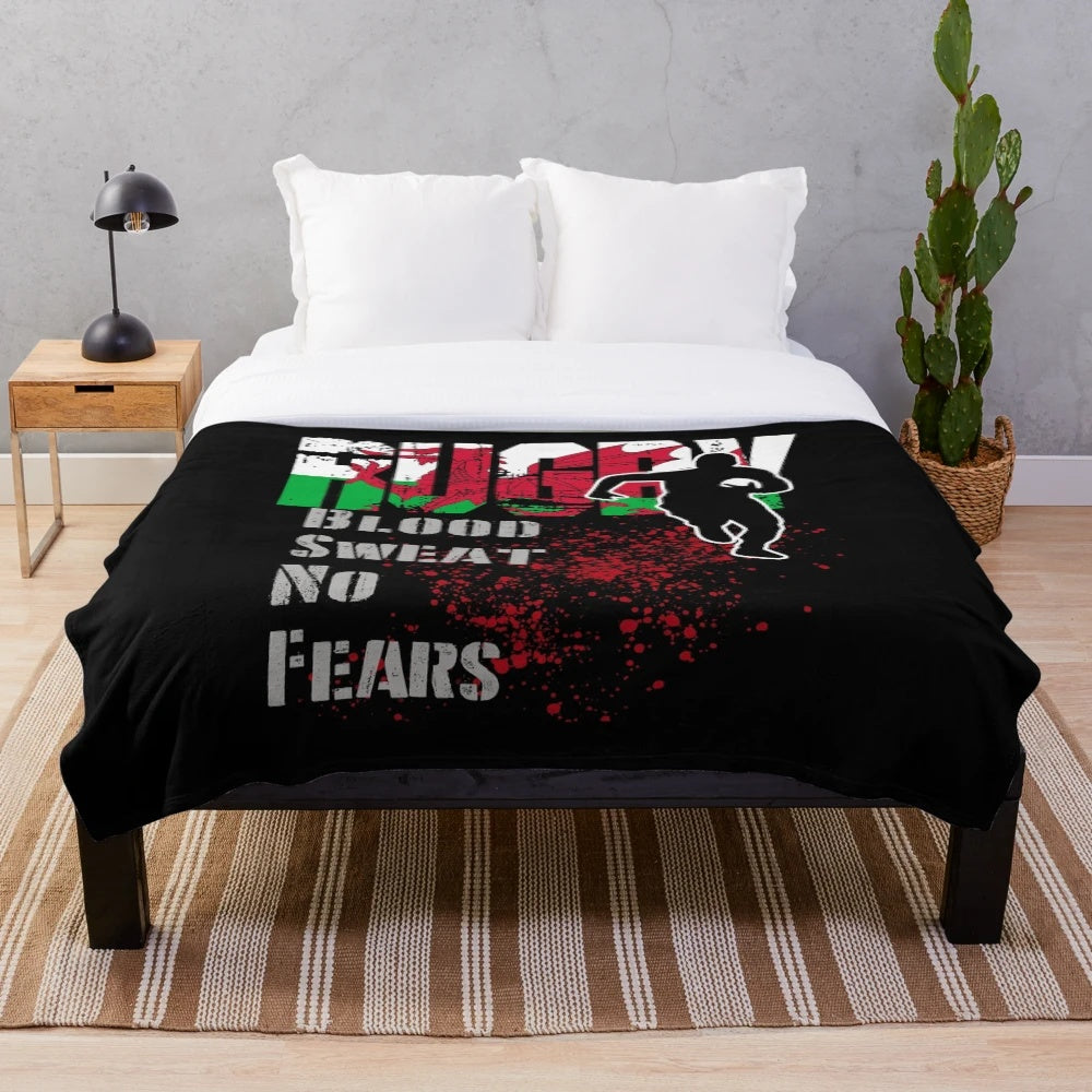 Plush blanket featuring a rugby design for Wales rugby fans and supporters