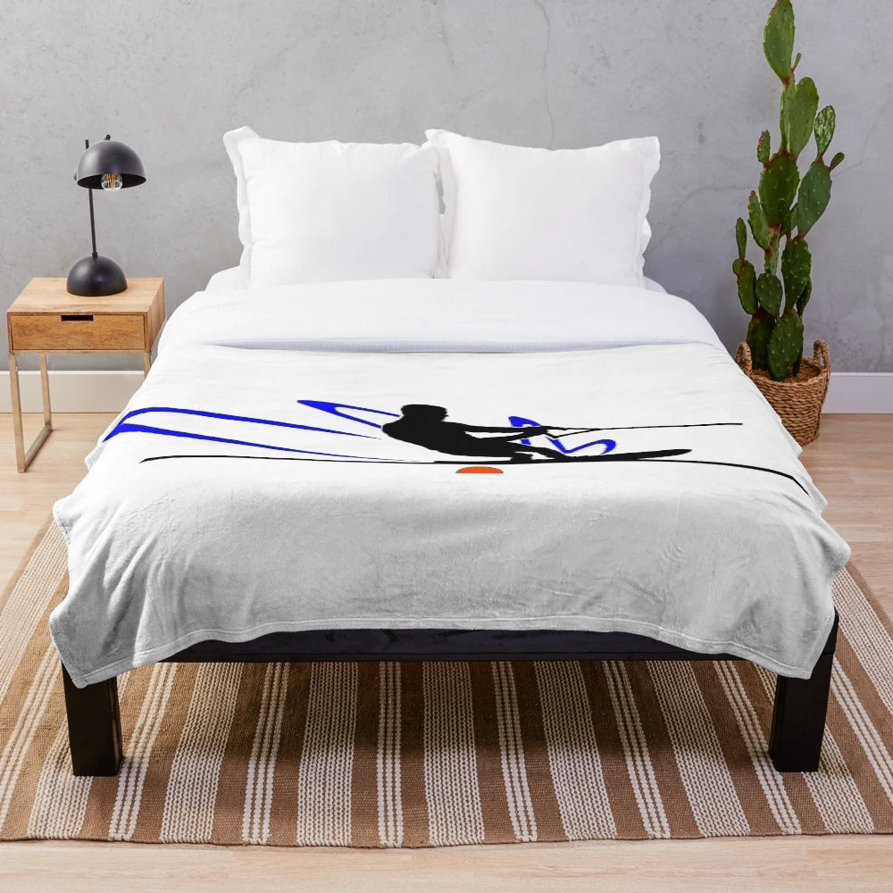 Water ski slalom skier plush blanket
