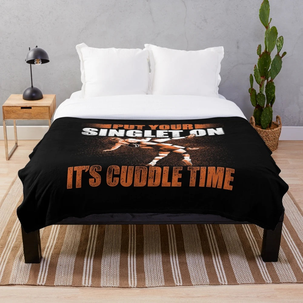 Plush blanket featuring a wrestling singlet design