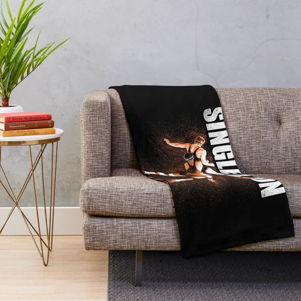 Plush blanket featuring a wrestling singlet design