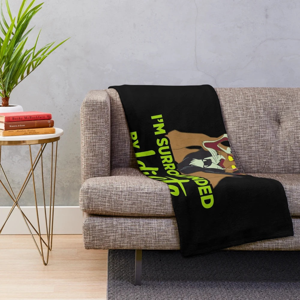 Plush blanket with "I'm Surrounded by Idiots" inspired by the Lion King character Scar