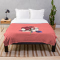 Akagami no Shirayukihime inspired plush blanket with red-haired princess and floral design