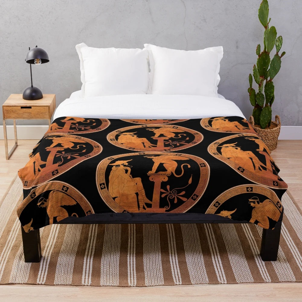 Plush blanket with ancient Greek mythology and art design