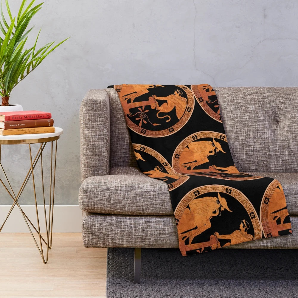 Plush blanket with ancient Greek mythology and art design