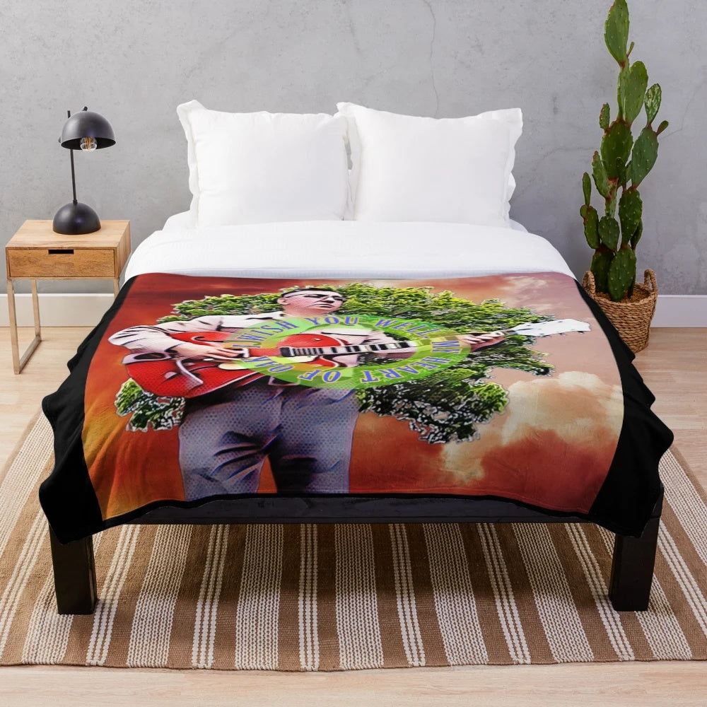 Plush blanket featuring lyrics and artistry inspired by British indie artist Richard Hawley