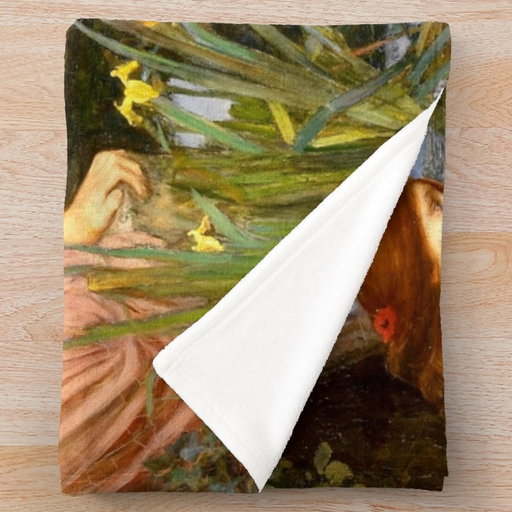 Plush blanket featuring the painting "Echo and Narcissus" by the famous English artist John William Waterhouse