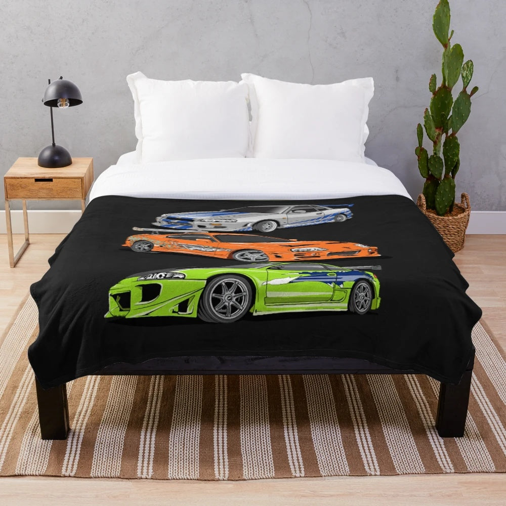 Plush Blanket Featuring Fast and Furious Movie Themes