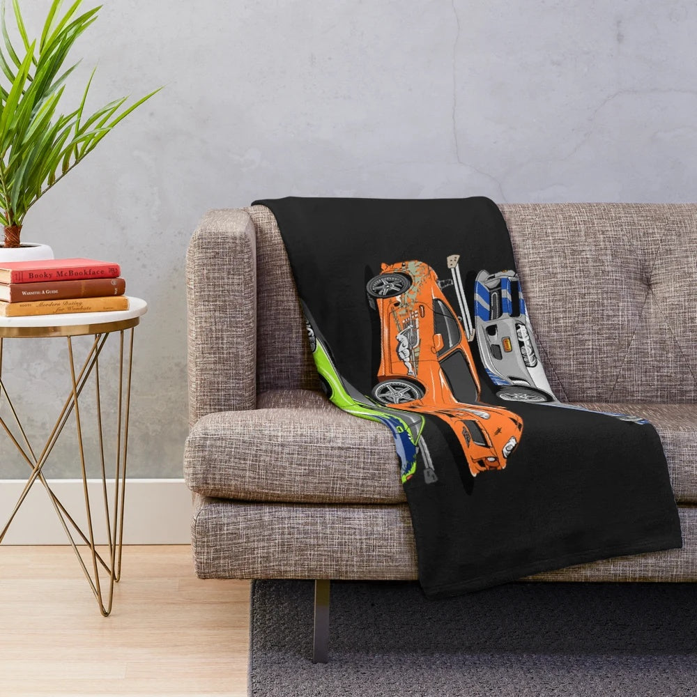 Plush Blanket Featuring Fast and Furious Movie Themes