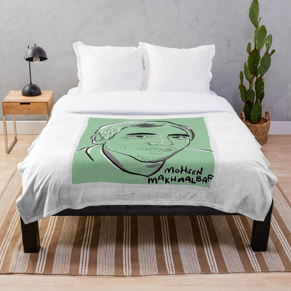 Plush blanket featuring Mohsen Makhmalbaf, renowned world cinema filmmaker