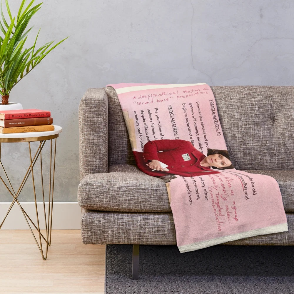 Plush blanket featuring Frances McDormand as Lucinda Krementz from the film The French Dispatch