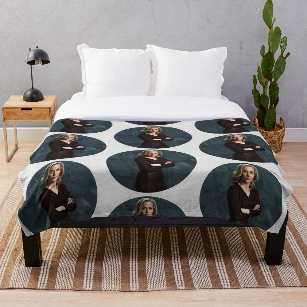 Plush blanket featuring Gillian Anderson character from The Fall TV show