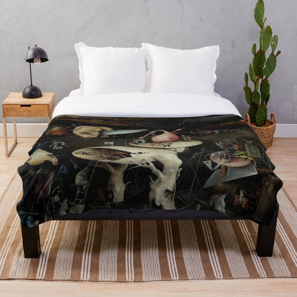 Plush blanket featuring Hieronymus Bosch's iconic Renaissance artwork