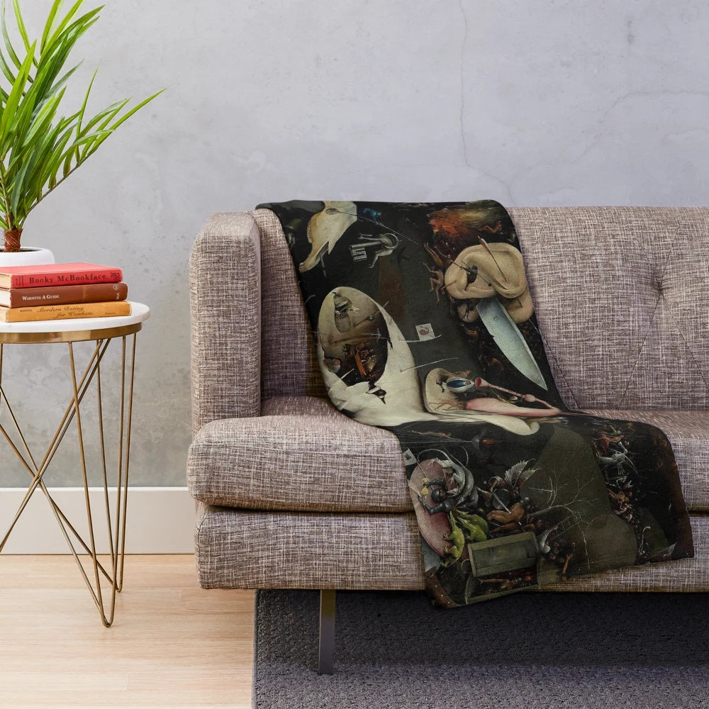 Plush blanket featuring Hieronymus Bosch's iconic Renaissance artwork