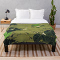 Plush blanket featuring Japanese artist Ito Jakuchu's "Insects By Pond Side" artwork