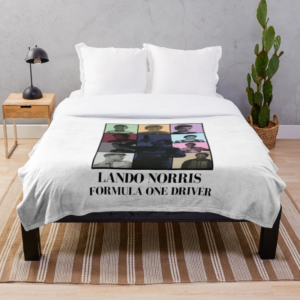 Plush blanket featuring Lando Norris and Taylor Swift's The Eras Tour design
