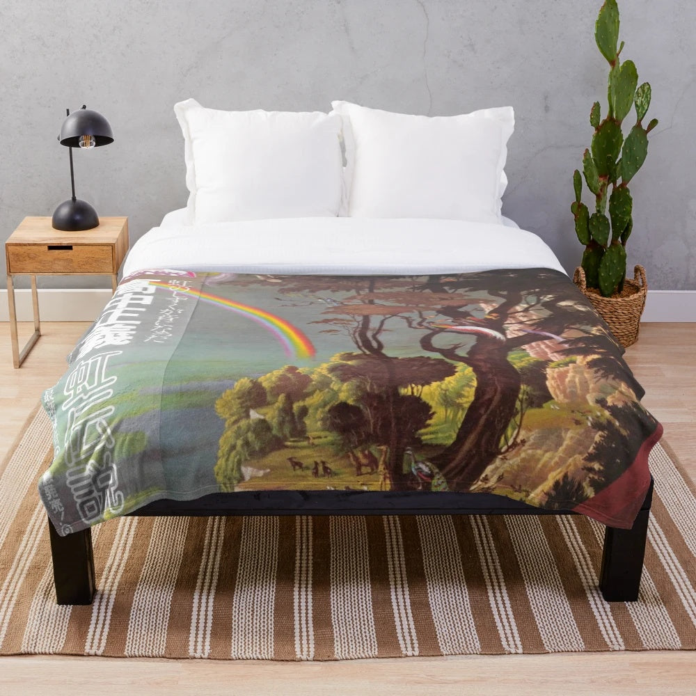 Plush blanket featuring a magical, fairytale-inspired design inspired by the Masayoshi Takanaka album "The Rainbow Goblins