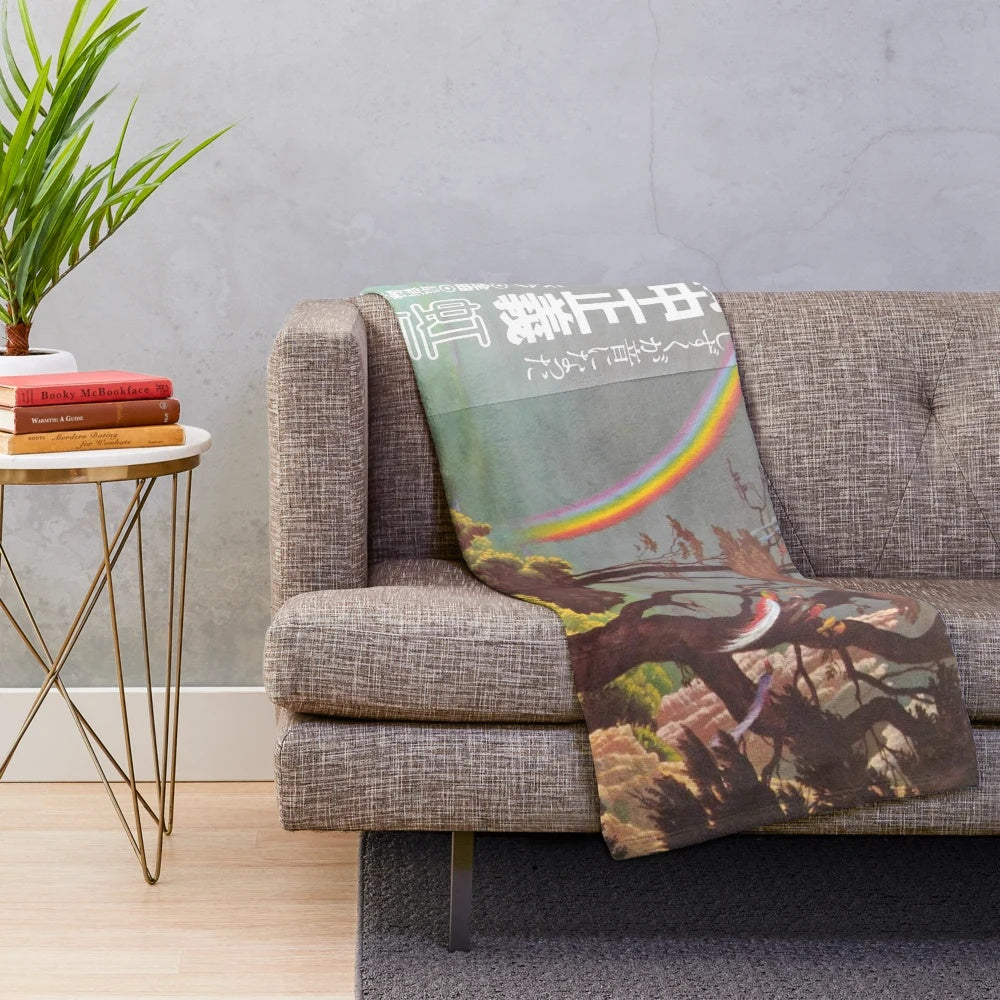 Plush blanket featuring a magical, fairytale-inspired design inspired by the Masayoshi Takanaka album "The Rainbow Goblins