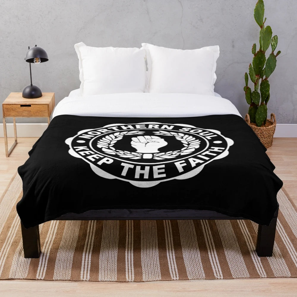 Plush blanket featuring northern soul music and nightlife motifs