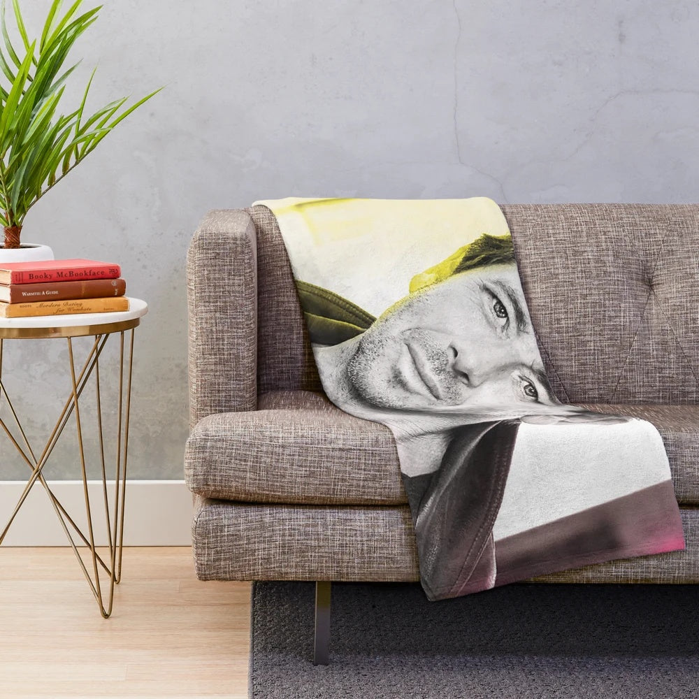 Plush Blanket Featuring Patrick Bruel, French Singer