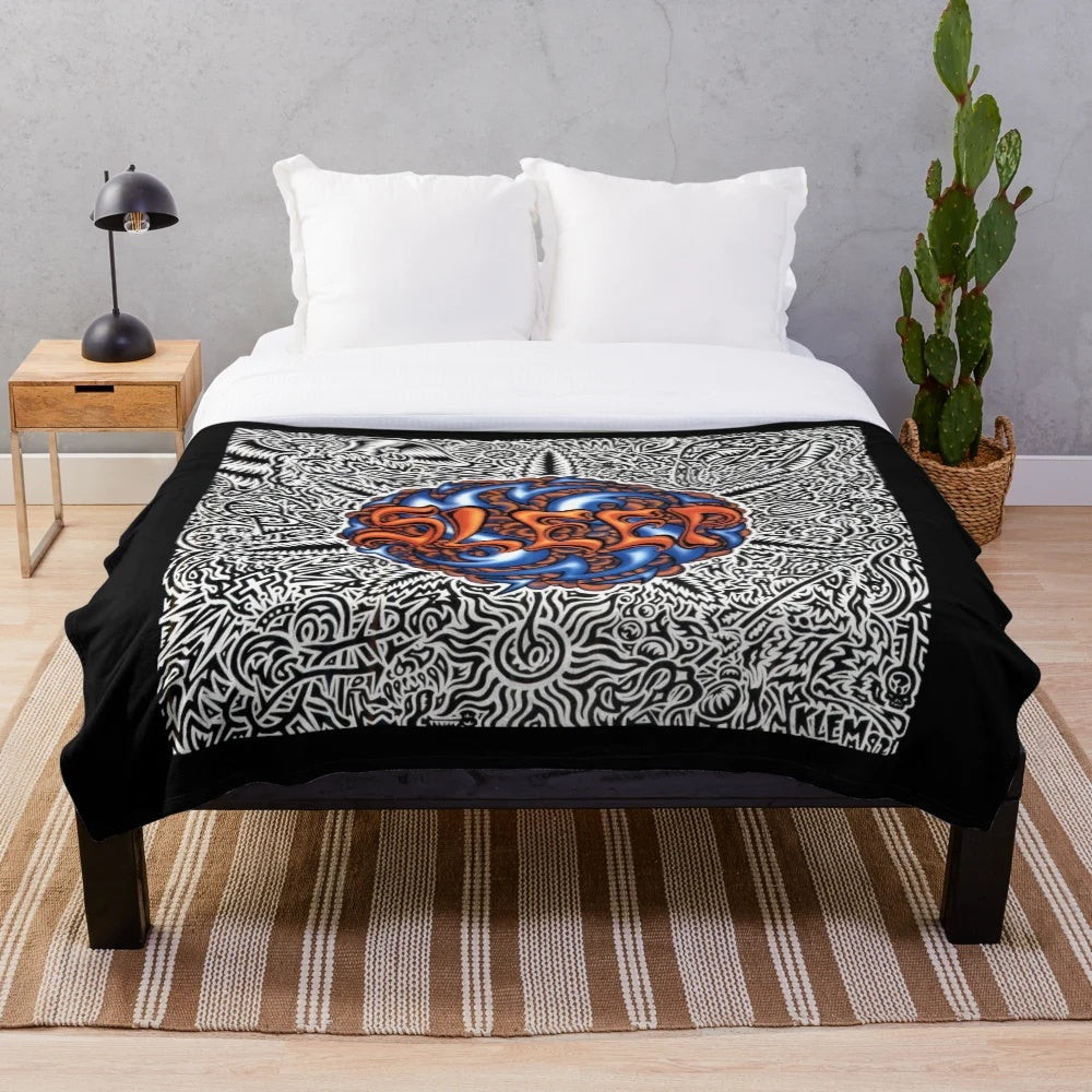 Plush blanket featuring the album cover art of the stoner sludge metal band Dragonaut