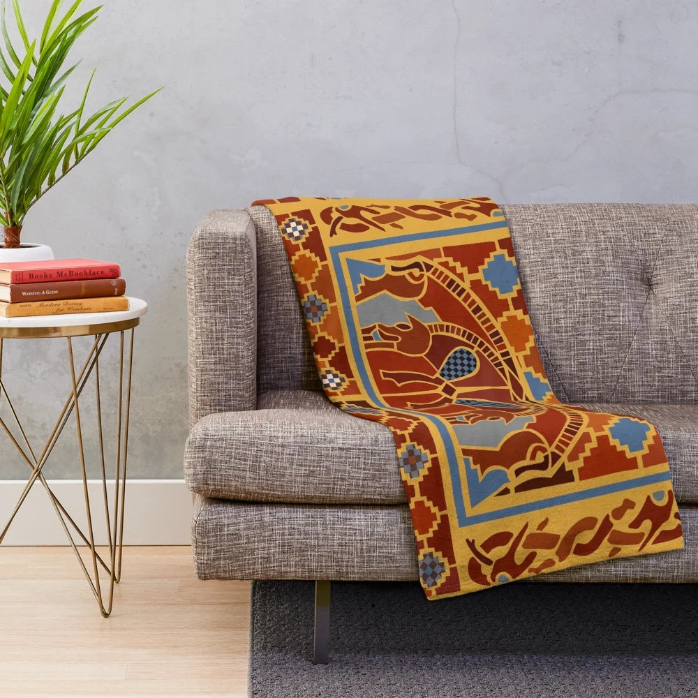 Sutton Hoo-inspired plush blanket with boar design