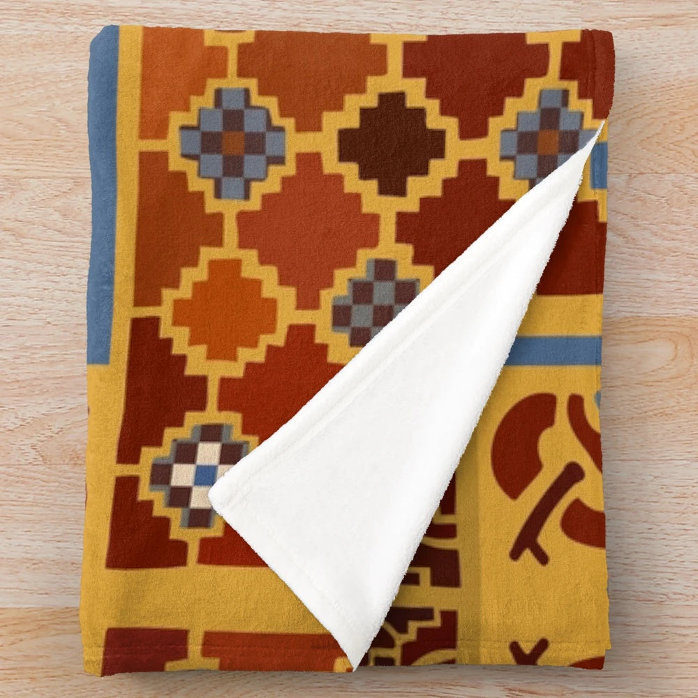 Sutton Hoo-inspired plush blanket with boar design