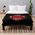 Plush blanket with Chicago Fire Department design
