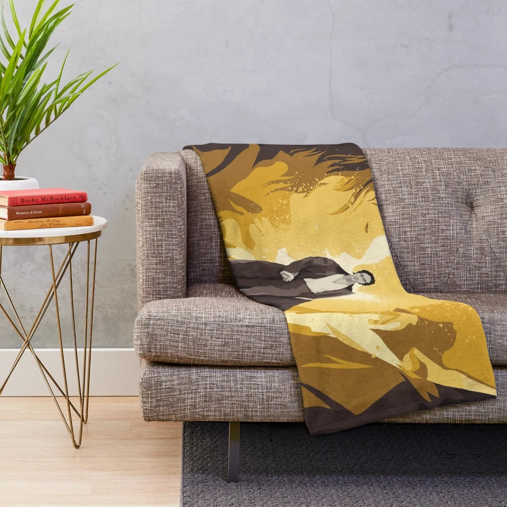Plush blanket with nature scene and Pride and Prejudice quote